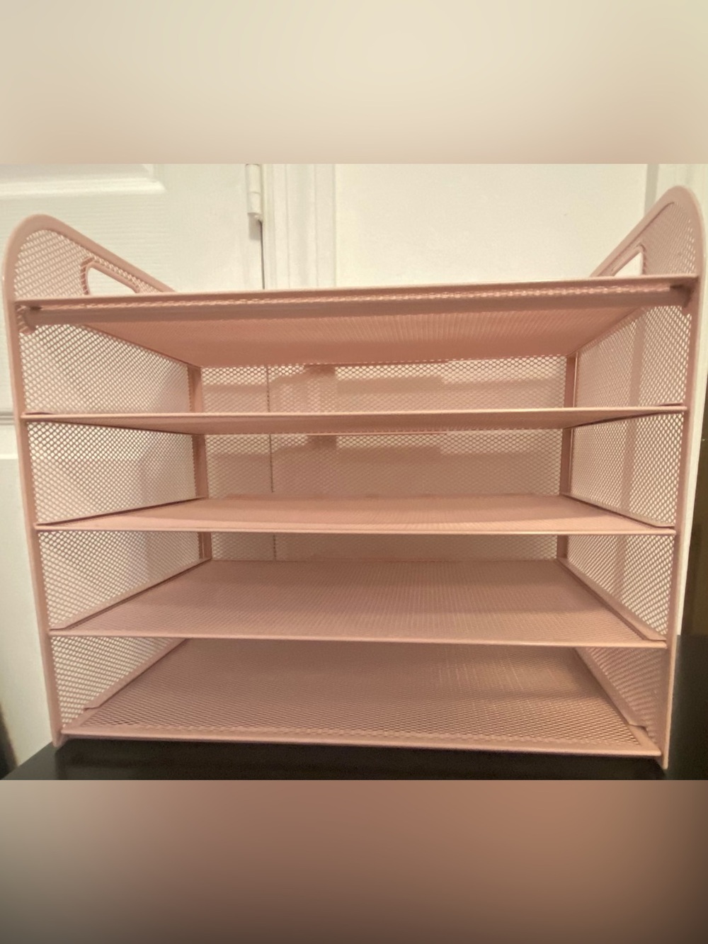 Amazon Essentials Pink Metal 5-Tier Mesh Desk Organizer
